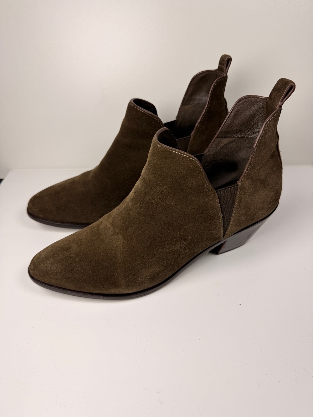 Sigerson Morrison Brown Suede Leather Ankle Boots Chelsea Booties 9.5 Western